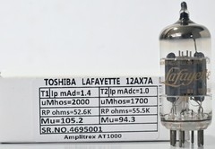 Toshiba Lafayette 12AX7A Top Ring Getter Made in Japan Amplitrex Tested Qty 1 Pc