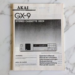 Original Vintage Akai GX-9 Stereo Cassette Deck Original Owner’s Manual