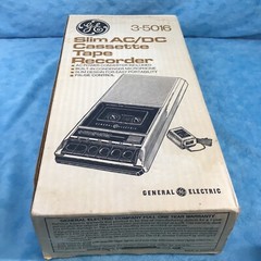 Vintage GE Cassette Tape Recorder w/Box Model 3-50156D No Power Supply-Untested
