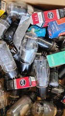 Big LOT of 50 Radio/Television Vacuum Tubes. Some New in Box, Unknown Others