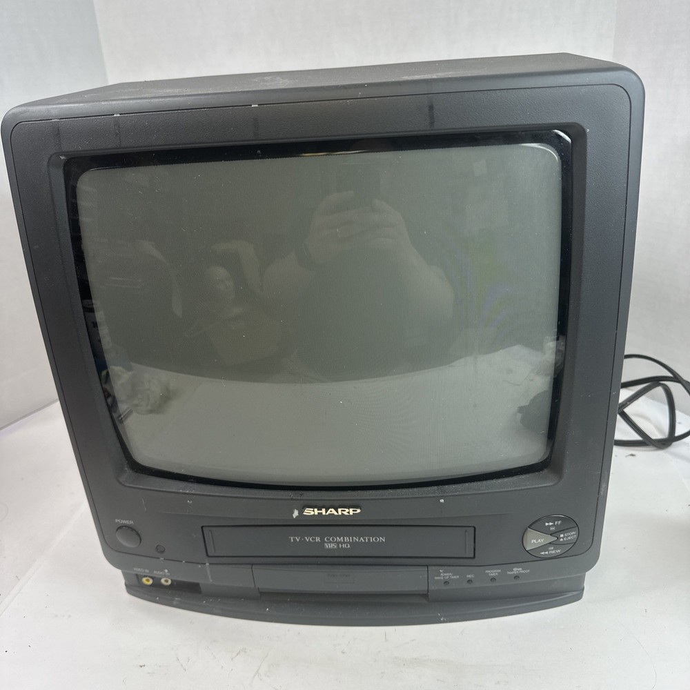 Sharp 90&rsquo;s Retro CRT 13&Prime; TV VCR VHS Player Combo 13VT-G120 Gamer Gaming TESTED