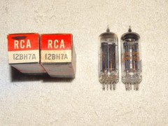 2 x 12BH7A RCA Tubes*Black Plates-O*Very Strong Bogey+ Pair*NOS-NIB*#27