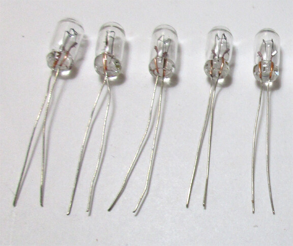 5 (Five) 12v 60ma Stereo Dial & Indicator Lamp Bulb 5mm X 11mm with Tracking #