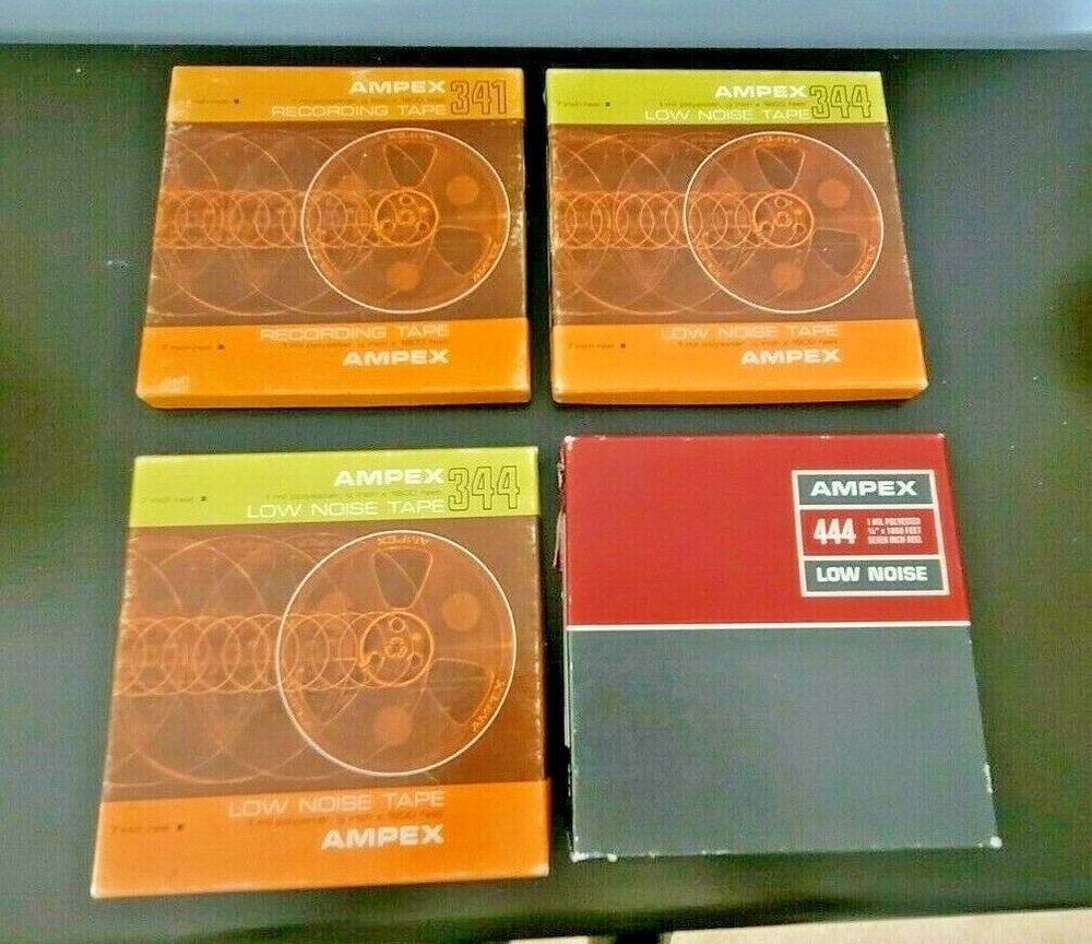 Lot of 4 Ampex Recording (1) 341, (2) 344, & (1) 444 7&Prime; Reel To Reel Tapes