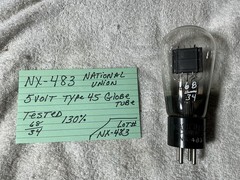 National Union 483 Type 45 Globe Tube 5 Volt Power Triode Black Plate Engraved