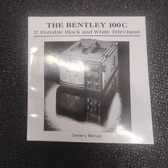 Vintage Bentley Model 100C Portable 5&Prime; Black & White TV Television Owners Manual