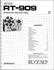 Pioneer RT-909 Reel to Reel Tape Deck Owners Manual