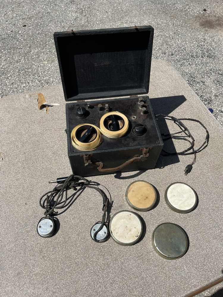 Vintage American Bell Radio Headset Navy Telegraph Morse Code Training Device