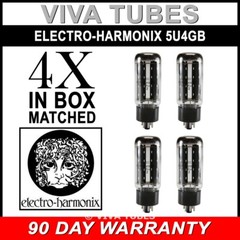 Brand New In Box Matched Quad (4) Electro-Harmonix 5U4GB Vacuum Tubes