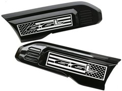 Pair Set New Custom 6.6L USA Flag Vent Emblems Driver Flag 6.6L-Glossy Black