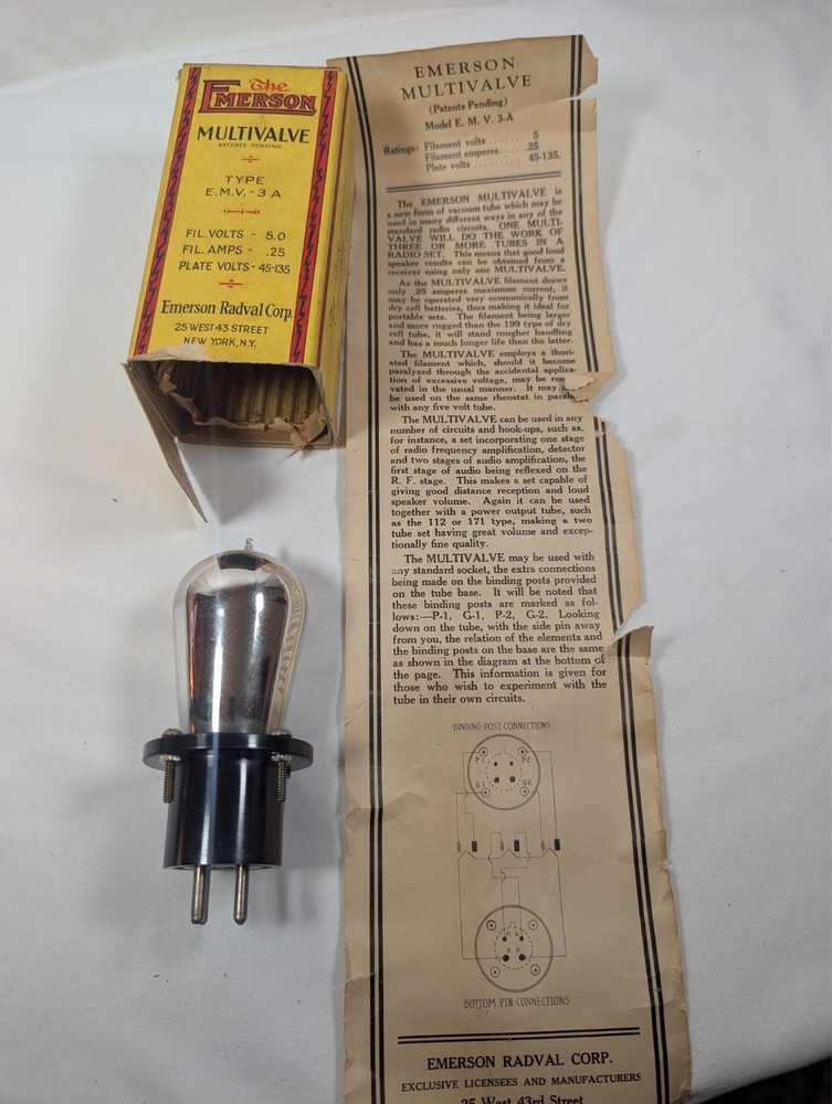 Rare NOS Emerson Multivalve EMV-3A Tube Original Box Untested