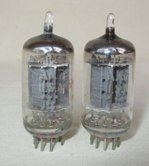 Unbranded 12AX7 Tubes Long Gray Ribbed Plate O Getter Pair