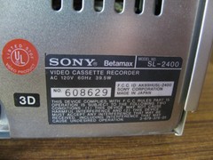 Sony SL-2400 Beta Betamax Video Cassette Recorder Full Serviced Works No Remote