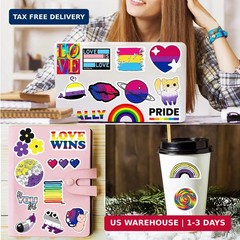 300pcs Bulk Gay Pride Stickers, LGBTQ+ Gay Pride Stuff for Trans Lesbian LGBTQ B