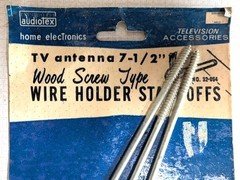 Vintage Audiotex TV Antenna 7 1/2&Prime; Wood Screw Type Wire Holder Standoffs USA NOS