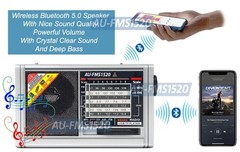 AM/FM Shortwave Solar Radio With Bluetooth Speaker Flashlight MP3 Player