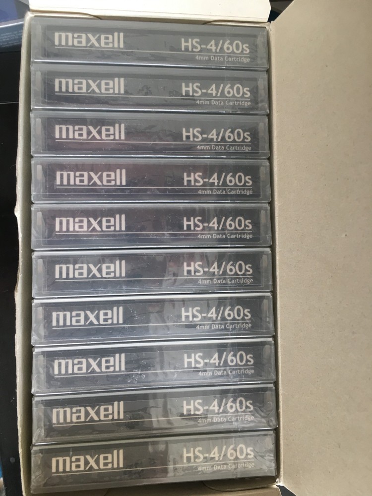 10 Maxell HS-4/60s 4mm Data Tape Cartridges 1.3GBP/N:332010 New Factory Sealed.