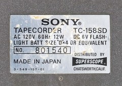 Sony TC-158SD Vintage Portable Cassette Deck