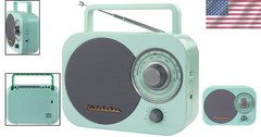 Limited Edition Mint Green Retro AM/FM Radio with Telescopic Antenna – Portable