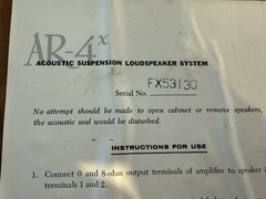 Vintage Acoustic Research AR-4x Single Speaker Tested