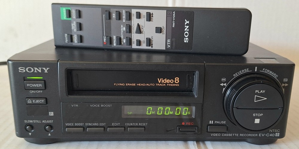 Sony EV-C40 8mm VCR Video8 Editing Player with Remote For Parts or Repair