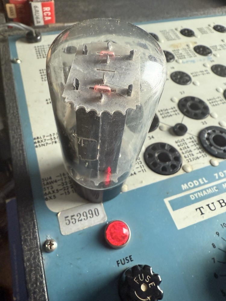 GE 5AS4A 62-04 188-5 Grey Plate Side D Getter Tested on B&K 707