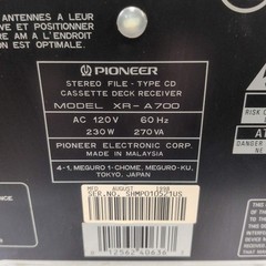 Pioneer XR-A700 Stereo File-Type CD Cassette Deck Receiver