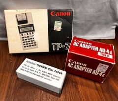 Vintage 1983 Canon TP-7 Pocket Printer Calculator w/ Box, Case, Adapter, Paper