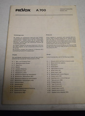 Original ReVox A 700 Manual