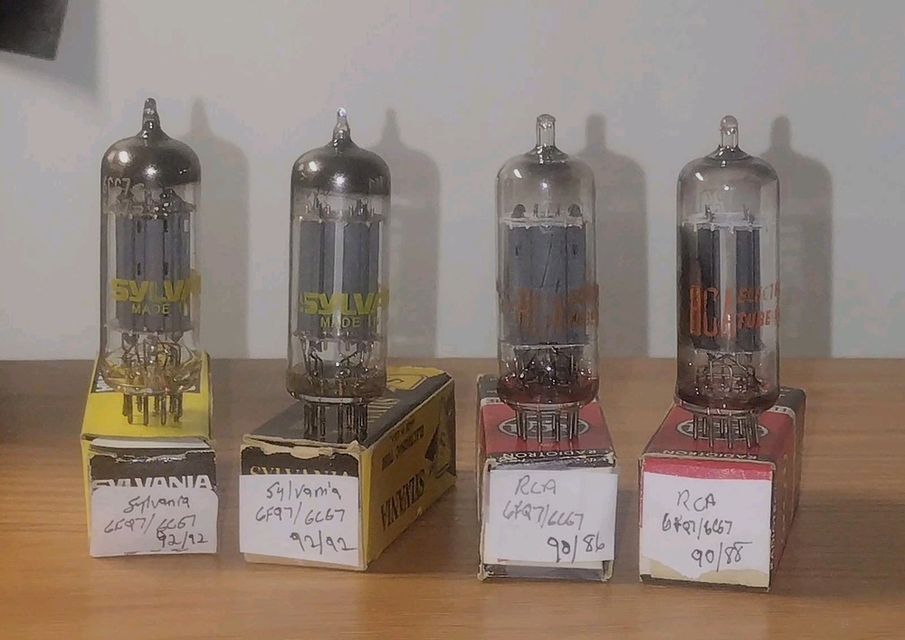 Vintage 2 Pr. 1 Sylvania 1 RCA 6FQ7/6CG7 Vacuum Tubes