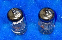 TWO RCA ECC82 12AU7A Tubes /Amplitrex Tested/ Halo / 1973 Long Grey Plates