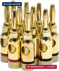 Monoprice 109437 5PRJX74047 Gold Plated Speaker Banana Plugs – 5 Pairs – Open Sc