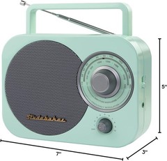 Limited Edition Mint Green Retro AM/FM Radio with Telescopic Antenna – Portable