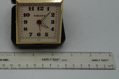 Vintage EQUITY Travel Alarm Clock Gold Tone Folding Case Made in China