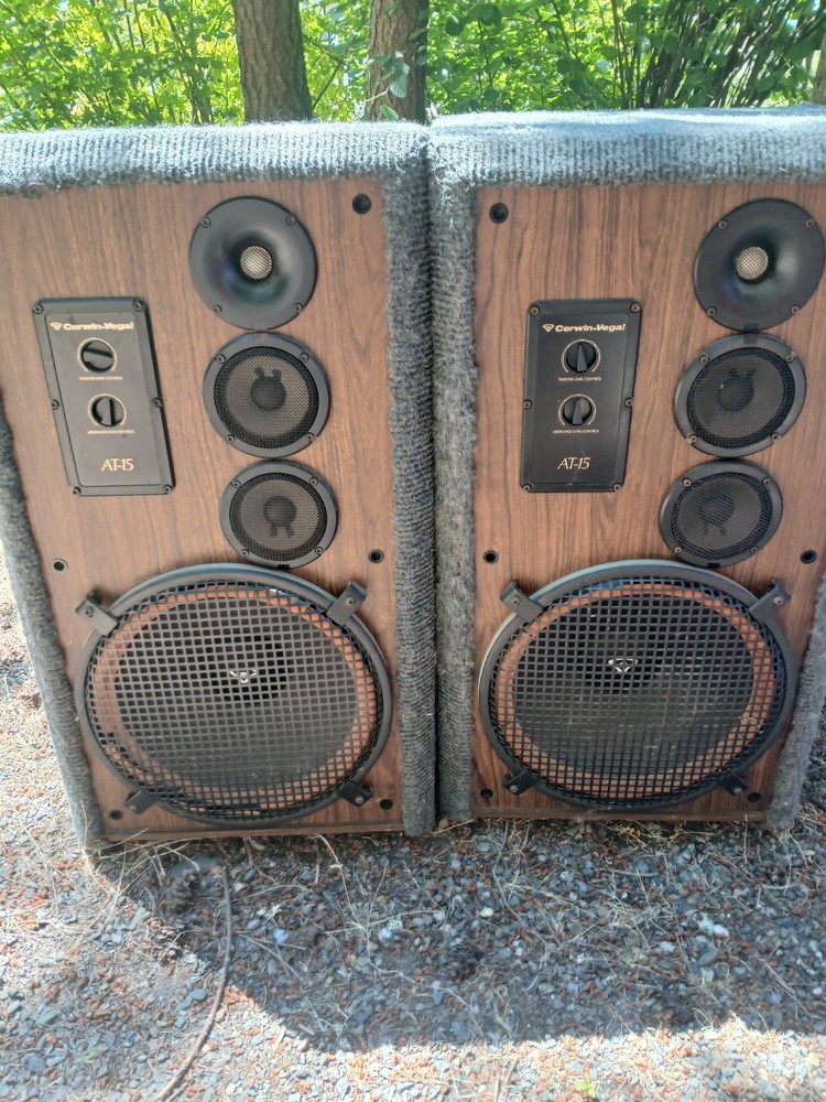 Pair of Cerwin Vega AT-15 Large 3-way Floor speakers -15&Prime; Woofer -Reconditioned