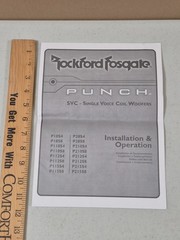 Rockford Fosgate Punch Subwoofer Enclosure Installation Reference Booklet Manual