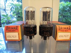 BRIMAR 6SL7GT PAIR OF OLD STOCK GREY PLATE TESTED BRITISH VINTAGE VALVES TUBES