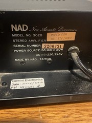 NAD 3020 Series 20 Hi-Fi Stereo Amplifier *Missing Dial Knob*