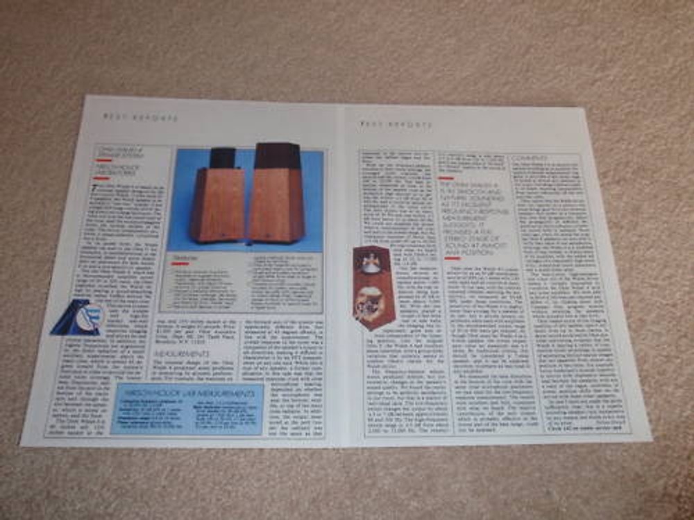 OHM Walsh 4 Speaker Review,1984,2 pgs, Full Test, RARE!