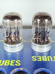 Matched Pair Sylvania 7F7 Sub 6SL7 One Label GE Tested Like NOS Balanced Tube