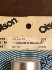 125 Volt DC 1000 MFD Capacitor CD-477 Made In Mexico