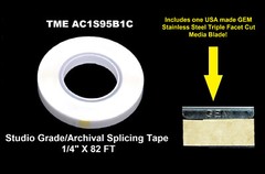 Splicing Tape Open Reel Audio 1/4&Prime; Vintage White Color 82FT W/ GEM Blade NEW!