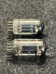 Matched Pair Tung-Sol 12AX7/ECC83 Long Plate Square Getter USA Strong