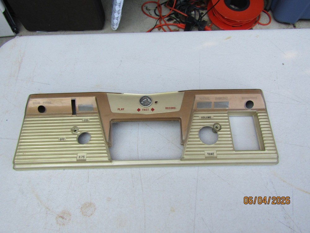 Vintage RCA Tape Recorder Plastic Front Panel 14&Prime; x 4.5&Prime; 1950s