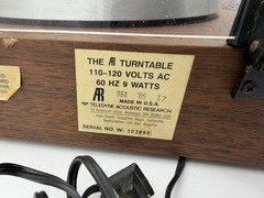 ✨✨ACOUSTIC RESEARCH – « AR » THE TURNTABLE ✨✨