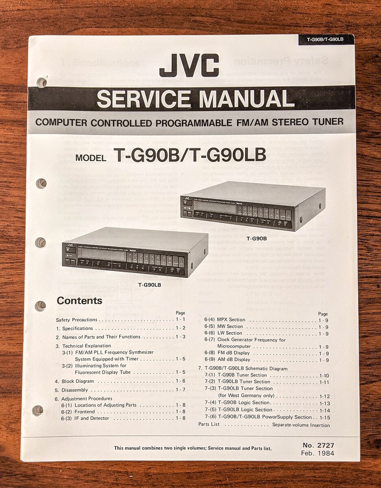 JVC TA-G90B T-G90LB Tuner Service Manual *Original*