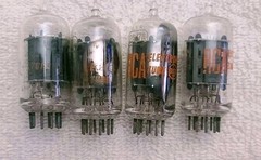 Very Strong Quad RCA 12AU7A Clear Top Grey Plate Side [] Getter