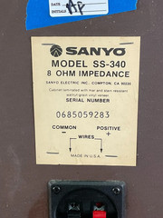 Vintage Sanyo SS-340 8 Ohm Floor Standing Home Audio Speaker Walnut Wood