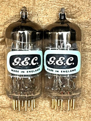EXTREMELY RARE NOS MATCH PAIR GEC B329 12AU7 ECC82 BRITISH TUBES GOLD PIN 1960&rsquo;S