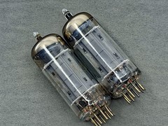 (2) RCA 12BH7A Vacuum Tubes Long Gray Plates Halo Getters Test Strong Amplitrex